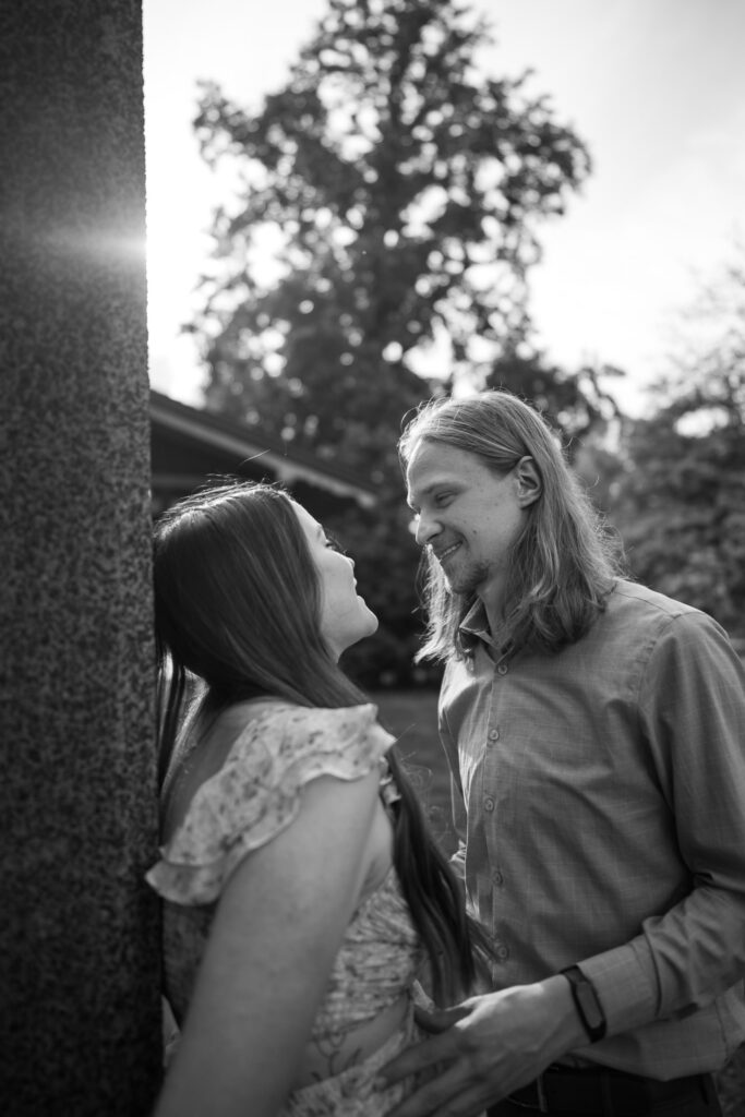 Tower Grove Park Engagement Session black-and-white image