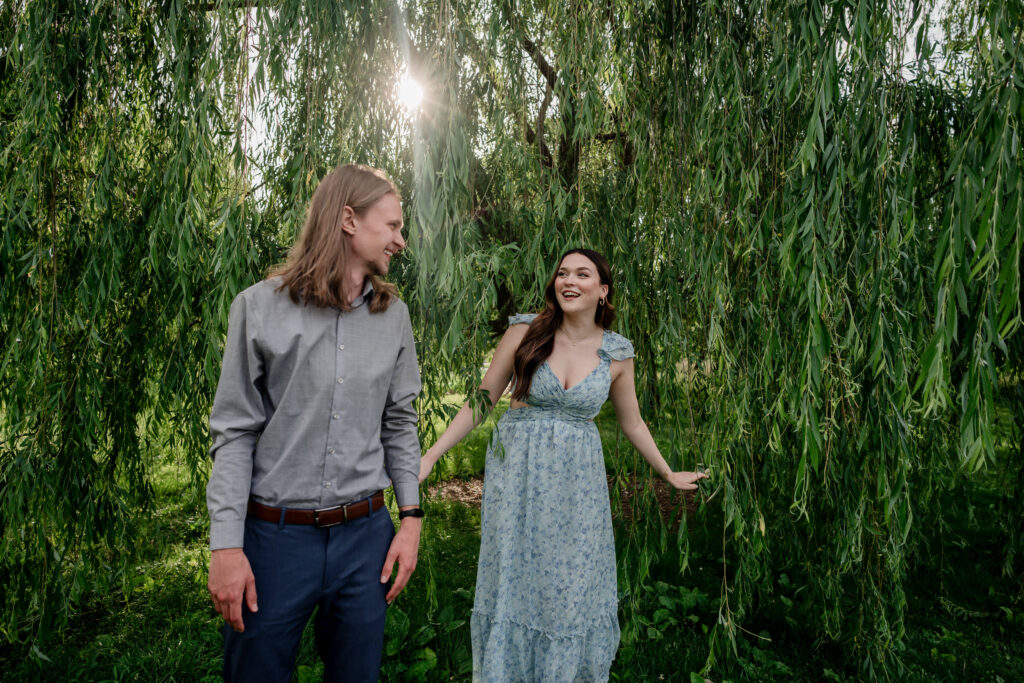 Tower Grove Park Engagement Session pictures by the willow tree